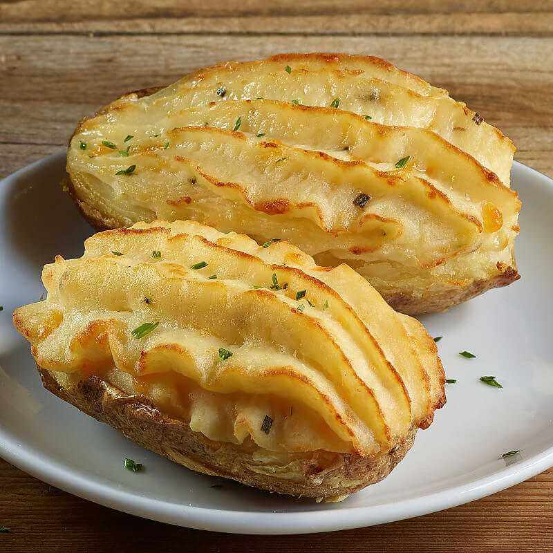 Twice Baked Potatoes with Sour Cream, Cheddar and Chives