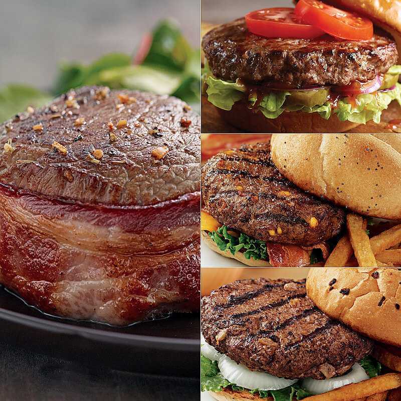 Top Sirloin with Hickory Bacon and Steakburger Sampler