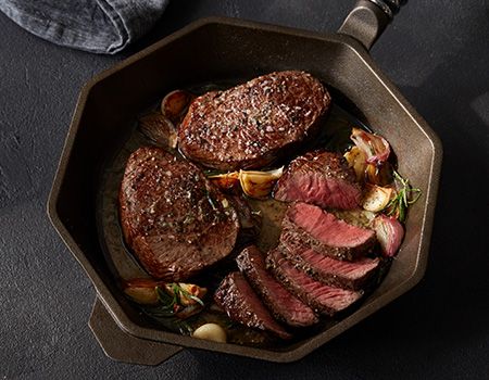 Steaks in Cast Iron Skillet