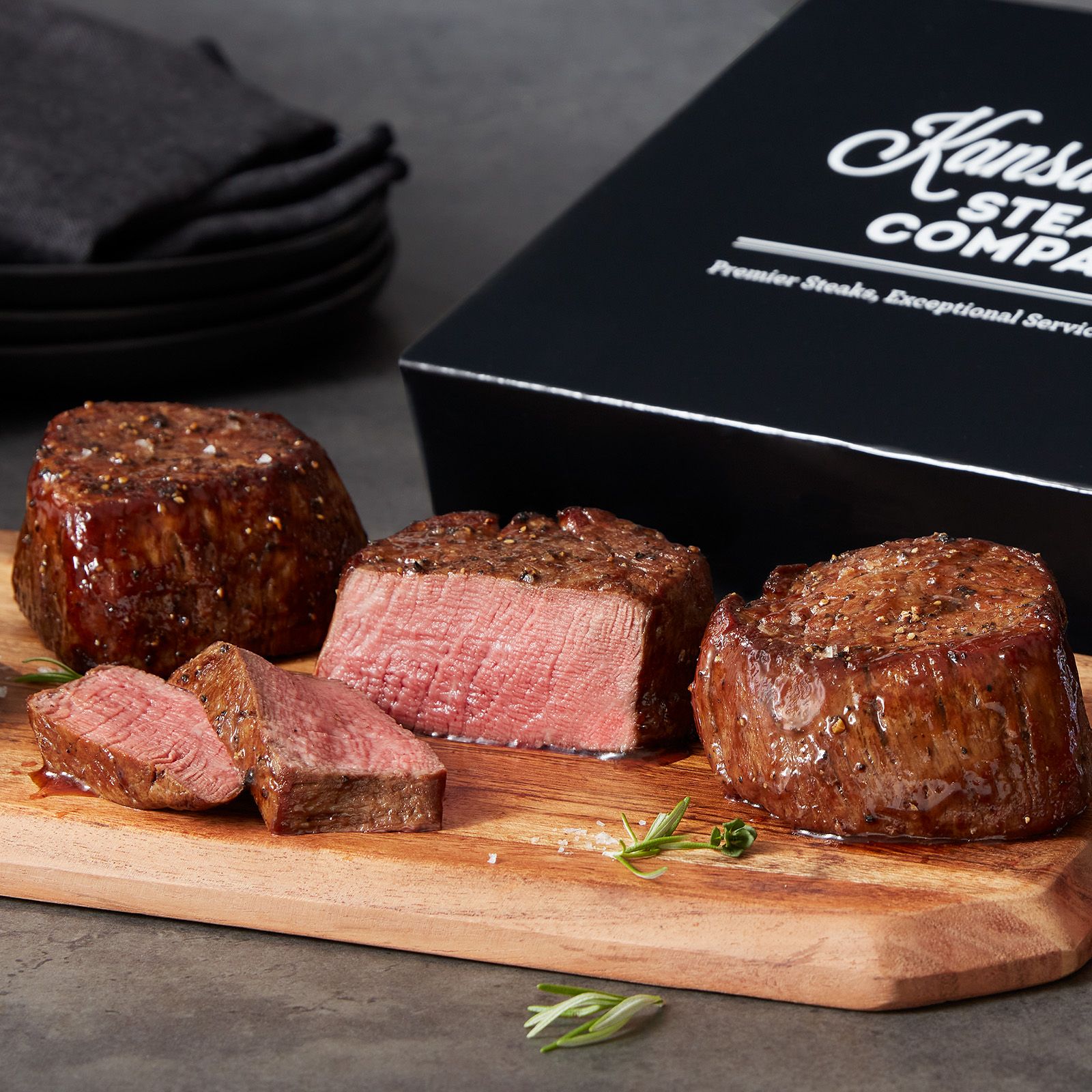 Gift steaks on cutting board