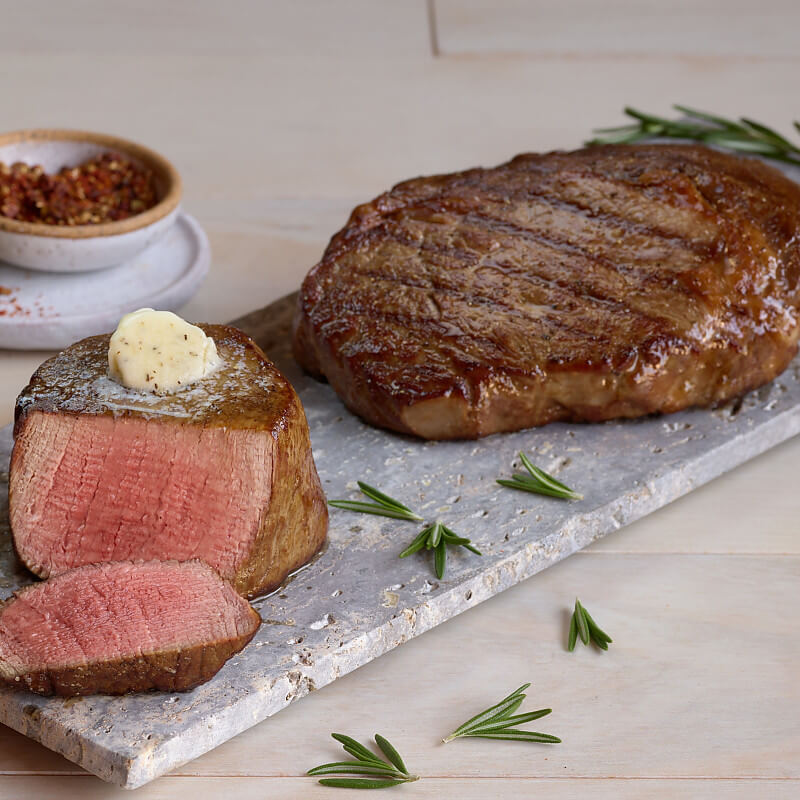 4 Gift Boxed Generously Cut Ribeye Steaks, 10 oz each from Kansas City  Steaks. A Juicy, Tender Steak-lover's Gift