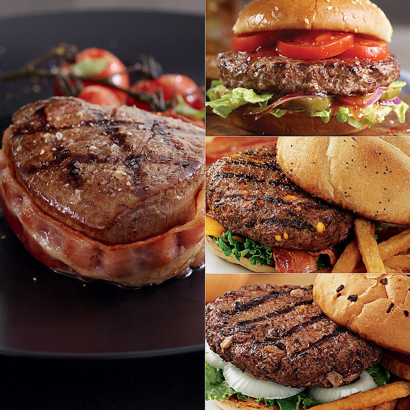 Filet Mignon with Bacon and Steakburger Sampler Special Offer Kansas