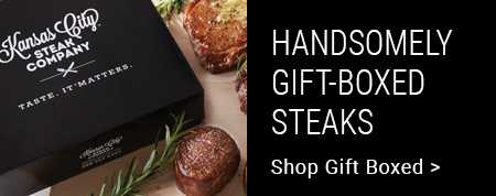 Gift boxed steaks banner.