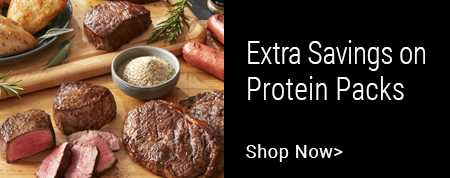 Extra savings on protein packs banner.