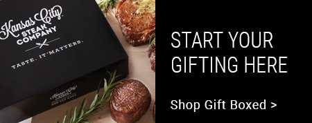 Gift boxed steaks banner.